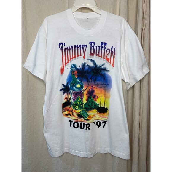 Vintage 1997 Jimmy Buffett Margaritaville Concert Tour Iguana Graphic Shirt XL - Picture 1 of 6
